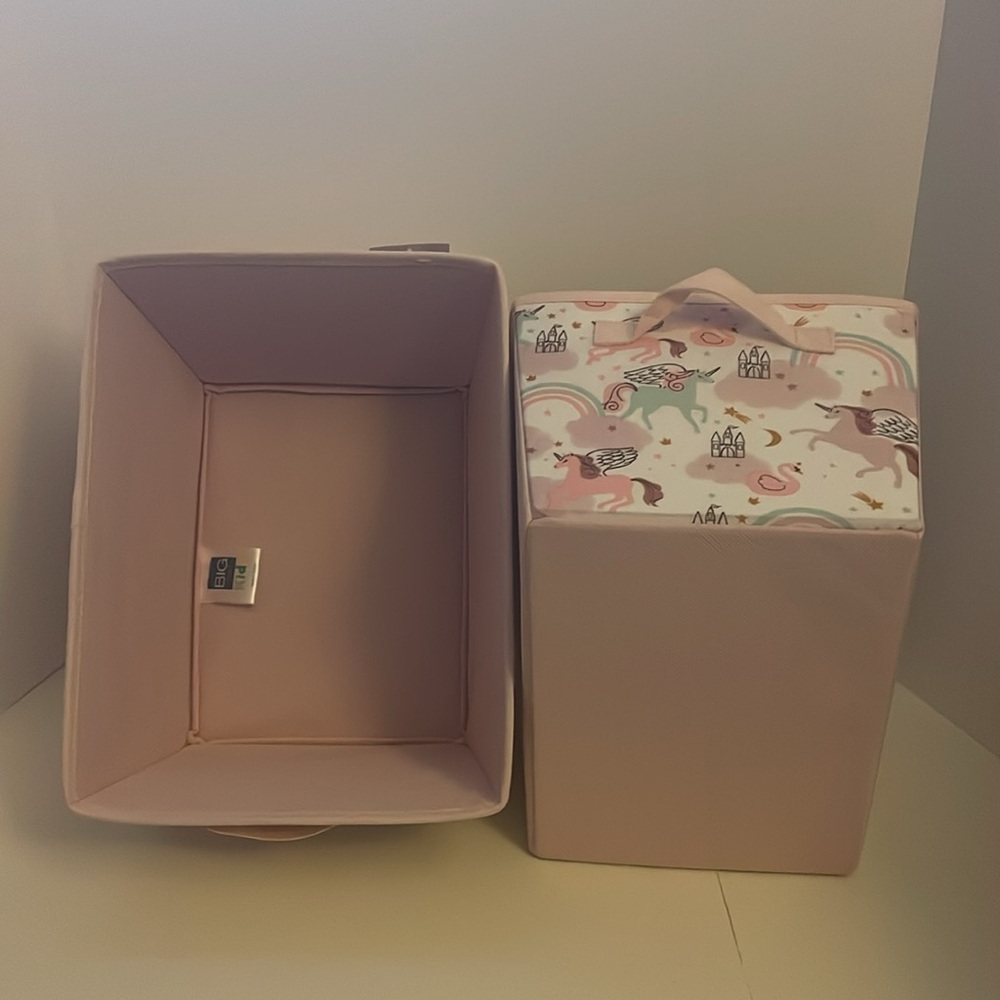 The Big One Kids Unicorn medium Storage Tote. 7.5” H, 10” W, 13” D. Set of 2